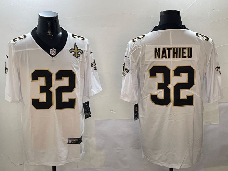 Men New Orleans Saints #32 Mathieu White Second generation 2024 Nike Limited NFL Jersey style 4